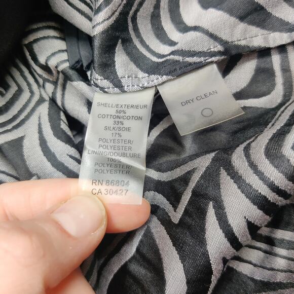 Magaschoni Silk Cotton Artsy Gray Floral Swirl Shift Dress Medium Lagenlook - Picture 7 of 11